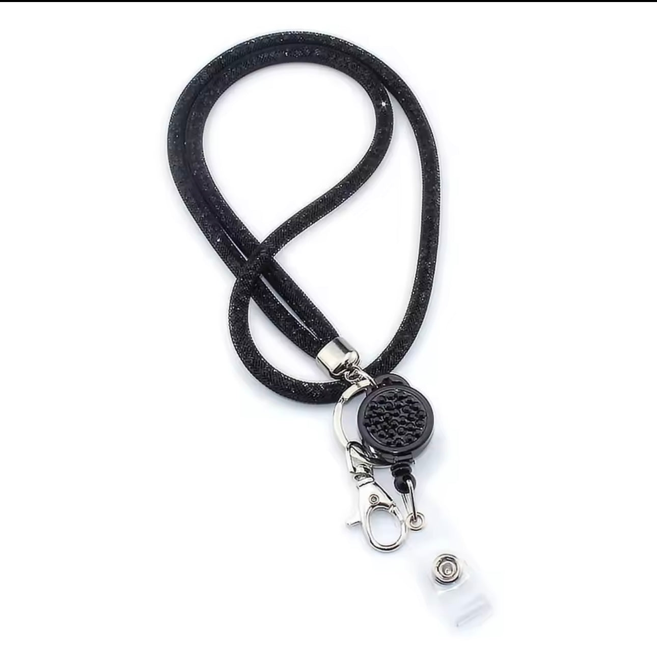 Portacredencial piedritas negro