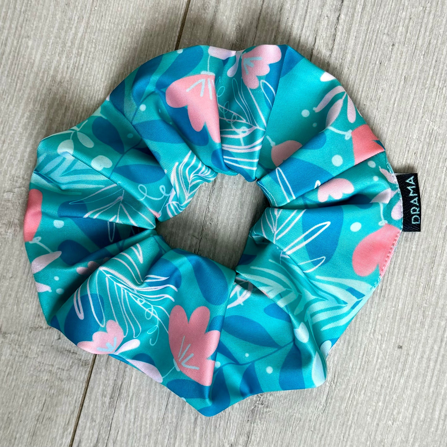 Scrunchie floral turqueza