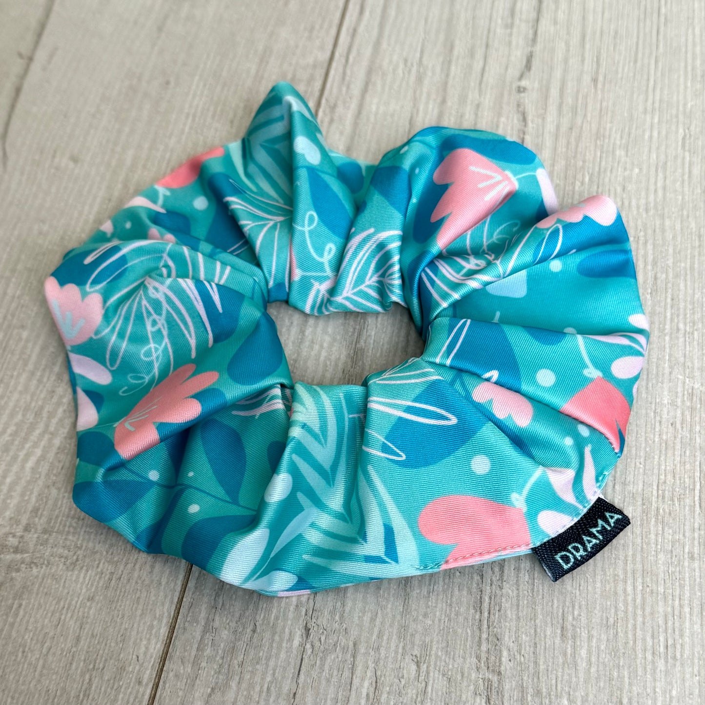 Scrunchie floral turqueza