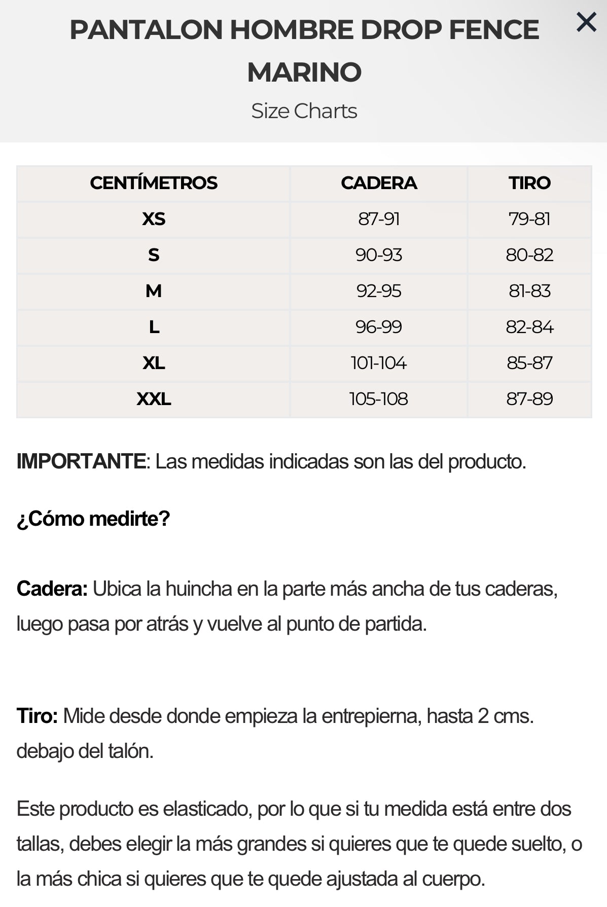 Pantalón hombre drop fence azul marino